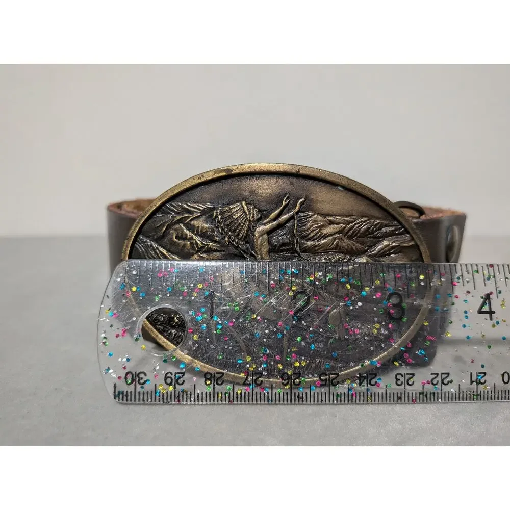 Vintage 1977 Chief Joseph Belt Buckle Bergamot Brass Works Siskiyou Leather 43